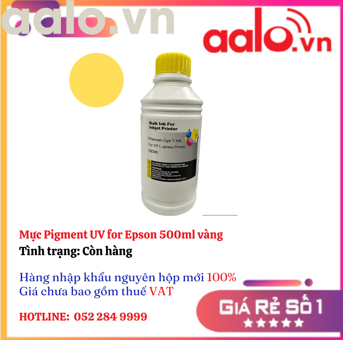 Mực Pigment UV for Epson  500ml  vàng